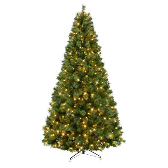 9ft. Pre-Lit Green Artificial Wyoming Pine Tree, Multi-Function LED Lights